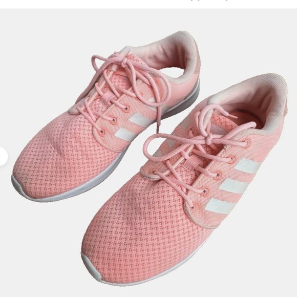 (7.5) Adidas Womens Cloudfoam Qt Racer Shoes Pink AW4005 Lace Up Low Top Mesh - Picture 8 of 10